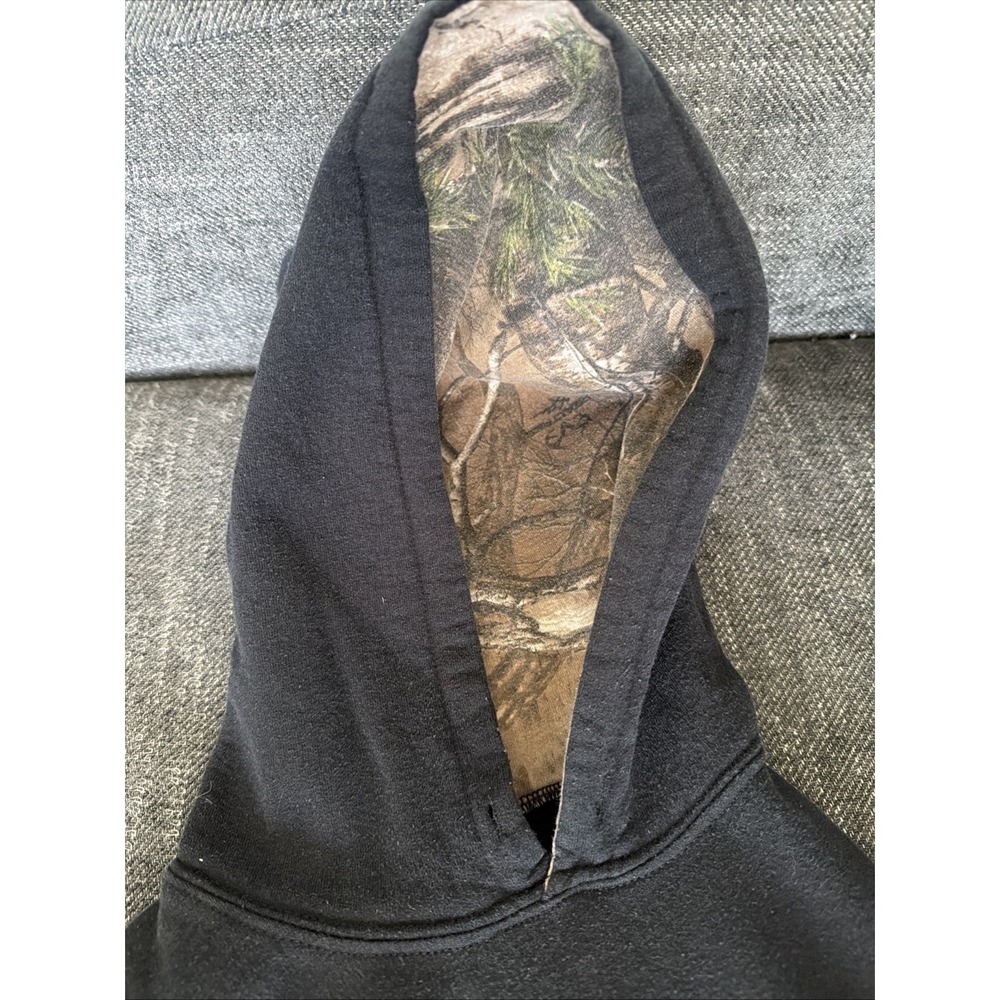 Realtree Xtra Fleece Hoodie Men's Size Large L Kangaroo Pouch Pocket Faded Black - Picture 3 of 5